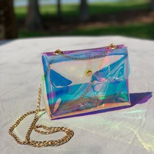 Holographic cross body purse